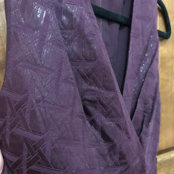 Stunning Metallic Eggplant A-Line Dress w Pockets - Picture 1 of 7
